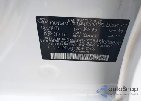 2019 Hyundai Elantra Sel from USA, damaged, VIN 5NPD84LF0KH437035
